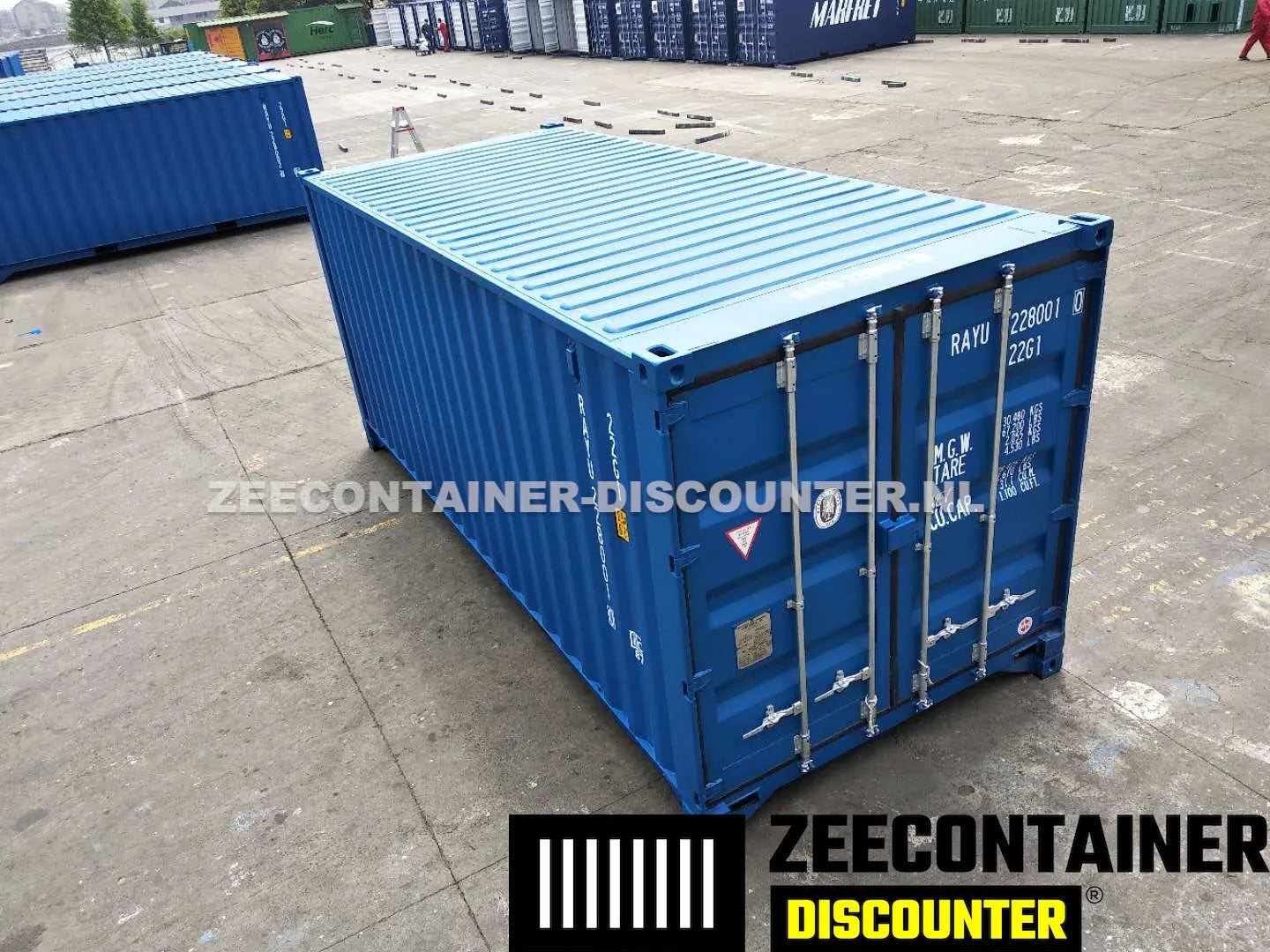 20ft Low-Cube Zeecontainer – RAL 5010 Blauw – Nieuw (CSC) - Zeecontainer Discounter