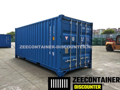 20ft Low-Cube Zeecontainer – RAL 5010 Blauw – Nieuw (CSC) - Zeecontainer Discounter