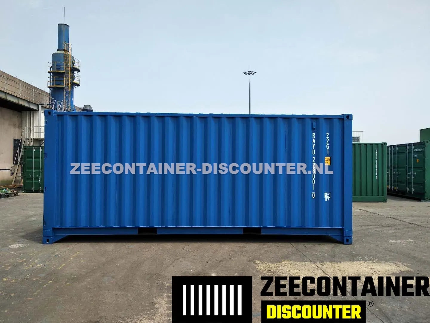 20ft Low-Cube Zeecontainer – RAL 5010 Blauw – Nieuw (CSC) - Zeecontainer Discounter