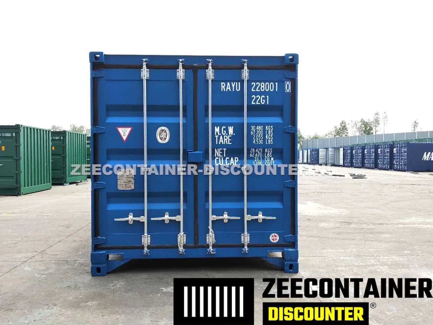 20ft Low-Cube Zeecontainer – RAL 5010 Blauw – Nieuw (CSC) - Zeecontainer Discounter
