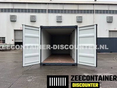 20ft Zeecontainer met 3 Zijdeuren – RAL 7016 Antracietgrijs – Nieuw (CSC) - Zeecontainer Discounter