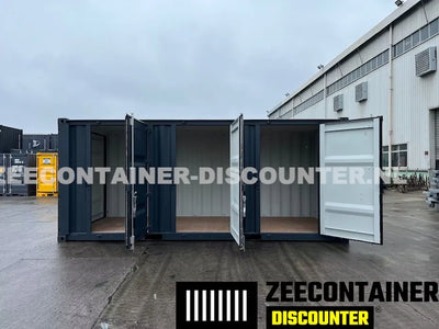 20ft Zeecontainer met 3 Zijdeuren – RAL 7016 Antracietgrijs – Nieuw (CSC) - Zeecontainer Discounter