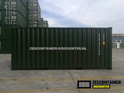 20ft Zeecontainer (Dry Van) – RAL 6007 Flessengroen – Nieuw Zeecontainer Discounter