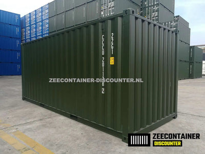 20ft Zeecontainer (Dry Van) – RAL 6007 Flessengroen – Nieuw Zeecontainer Discounter