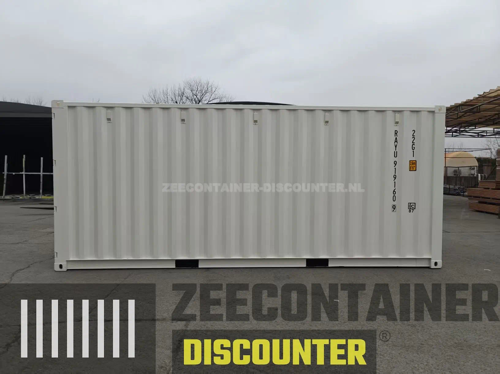 20ft Verhuiscontainer (Dry Van) – RAL 9010 Zuiver wit – Nieuw (CSC) Zeecontainer Discounter