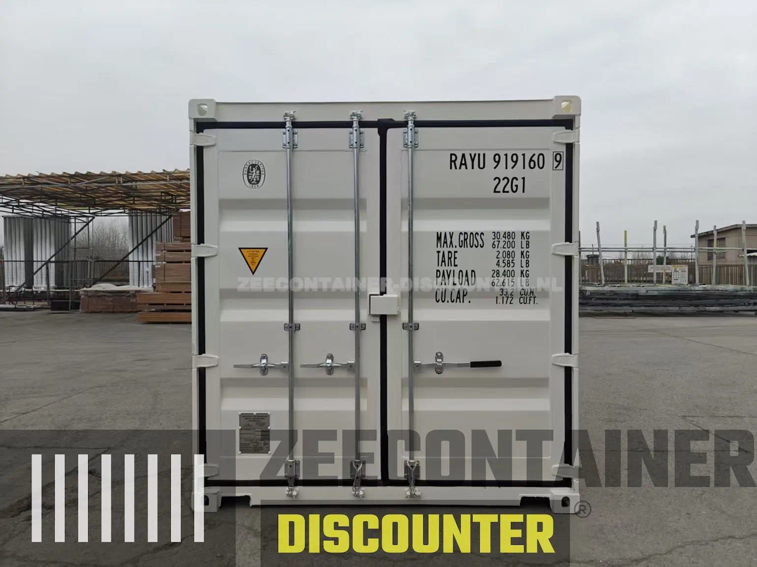 20ft Verhuiscontainer (Dry Van) – RAL 9010 Zuiver wit – Nieuw (CSC) Zeecontainer Discounter