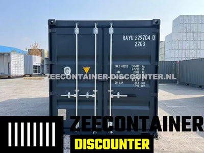 20ft met 2 zijdoorgangen (elk dubbeldeurs) - RAL 7016 – Nieuw (CSC) - Zeecontainer Discounter