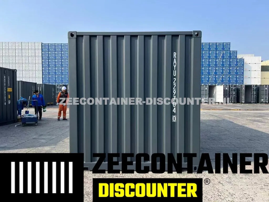 20ft met 2 zijdoorgangen (elk dubbeldeurs) - RAL 7016 – Nieuw (CSC) - Zeecontainer Discounter