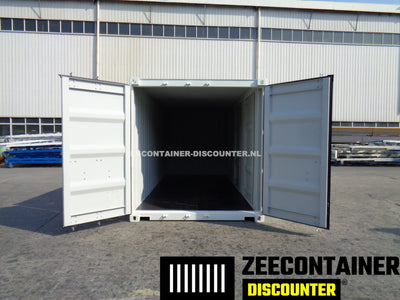 20ft Zeecontainer met 3 Zijdeuren – RAL 9010 Wit – Nieuw (CSC) - Zeecontainer Discounter