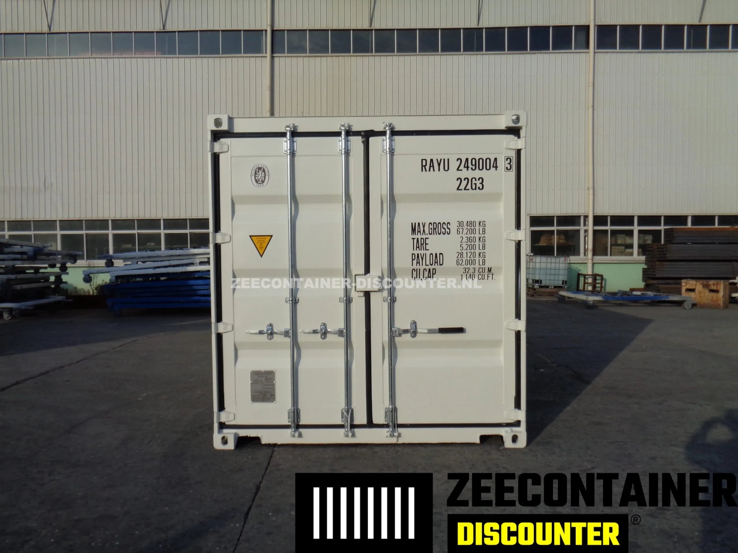 20ft Zeecontainer met 4 Zijdeuren – RAL 9010 Zwart – Nieuw (CSC) - Zeecontainer Discounter