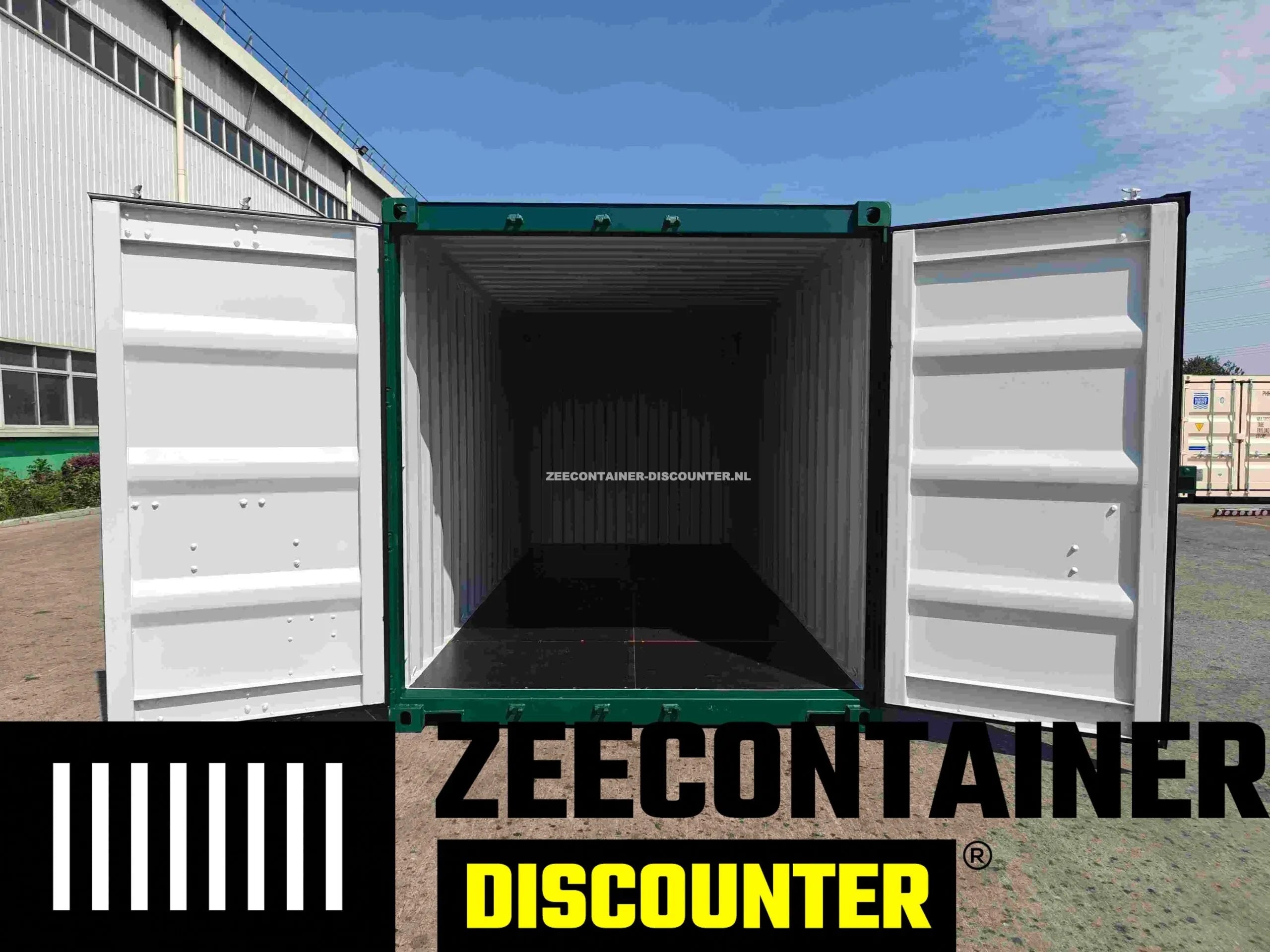 20ft Zeecontainer (Dry Van) – RAL 6005 Mosgroen – Nieuw Zeecontainer Discounter