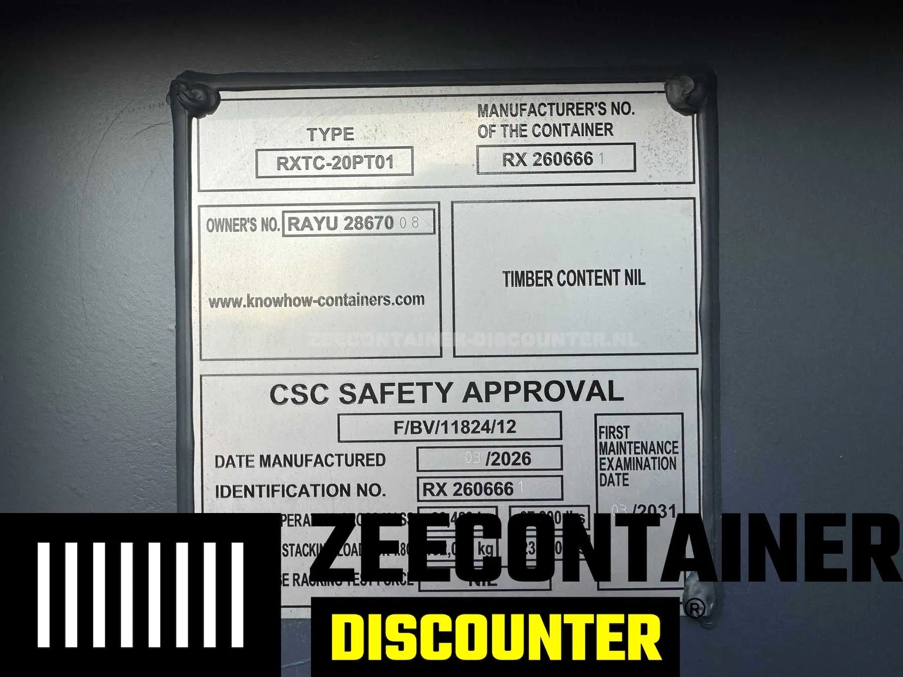 20ft Platform container – RAL 7016 Antracietgrijs – Nieuw (CSC) Zeecontainer Discounter