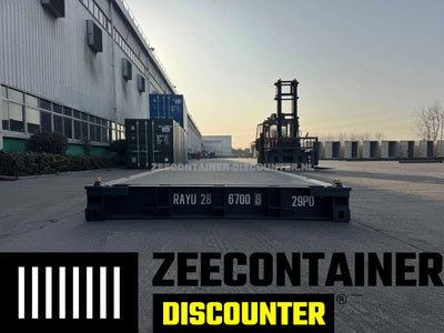 20ft Platform container – RAL 7016 Antracietgrijs – Nieuw (CSC) Zeecontainer Discounter