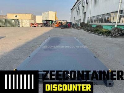 20ft Platform container – RAL 7016 Antracietgrijs – Nieuw (CSC) Zeecontainer Discounter