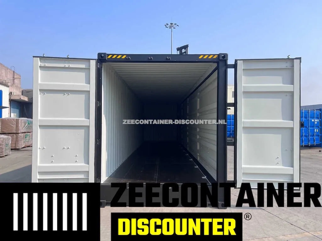 40ft High-Cube Open-Side (HC-FSA) –  Zeecontainer RAL 9005 – Nieuw (CSC) Zeecontainer Discounter