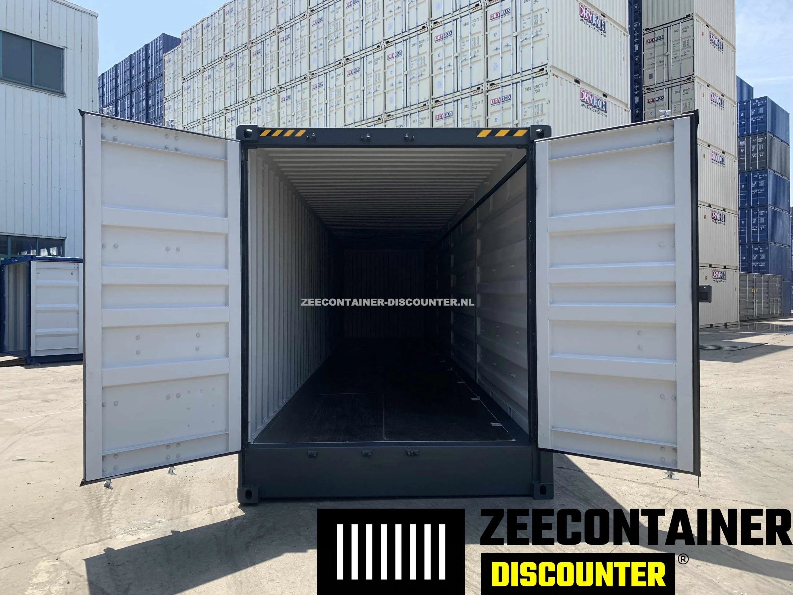 40ft High-Cube Open-Side (HC-FSA) –  Zeecontainer RAL 7016 – Nieuw (CSC) - Zeecontainer Discounter