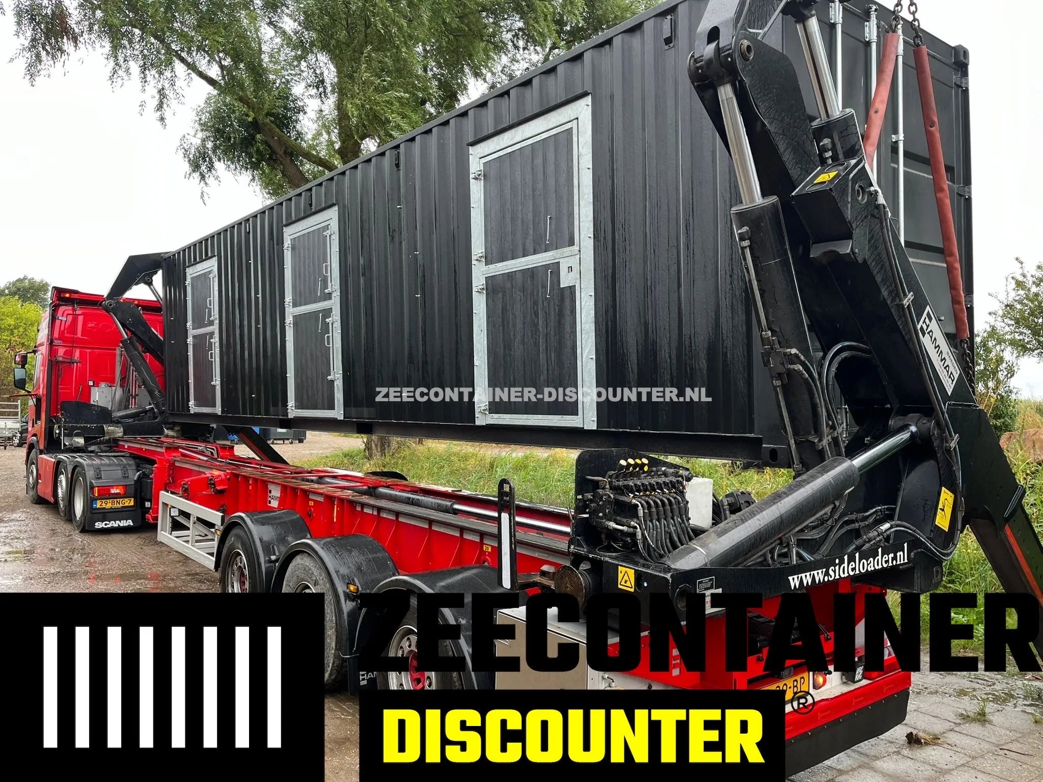 40ft High-Cube Stalcontainer met 3 Stallen – RAL 7016 – Nieuw Zeecontainer Discounter