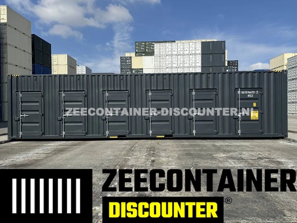 40ft High-Cube met 6 Compartimenten – Zeecontainer RAL 7016 – Nieuw (CSC) - Zeecontainer Discounter