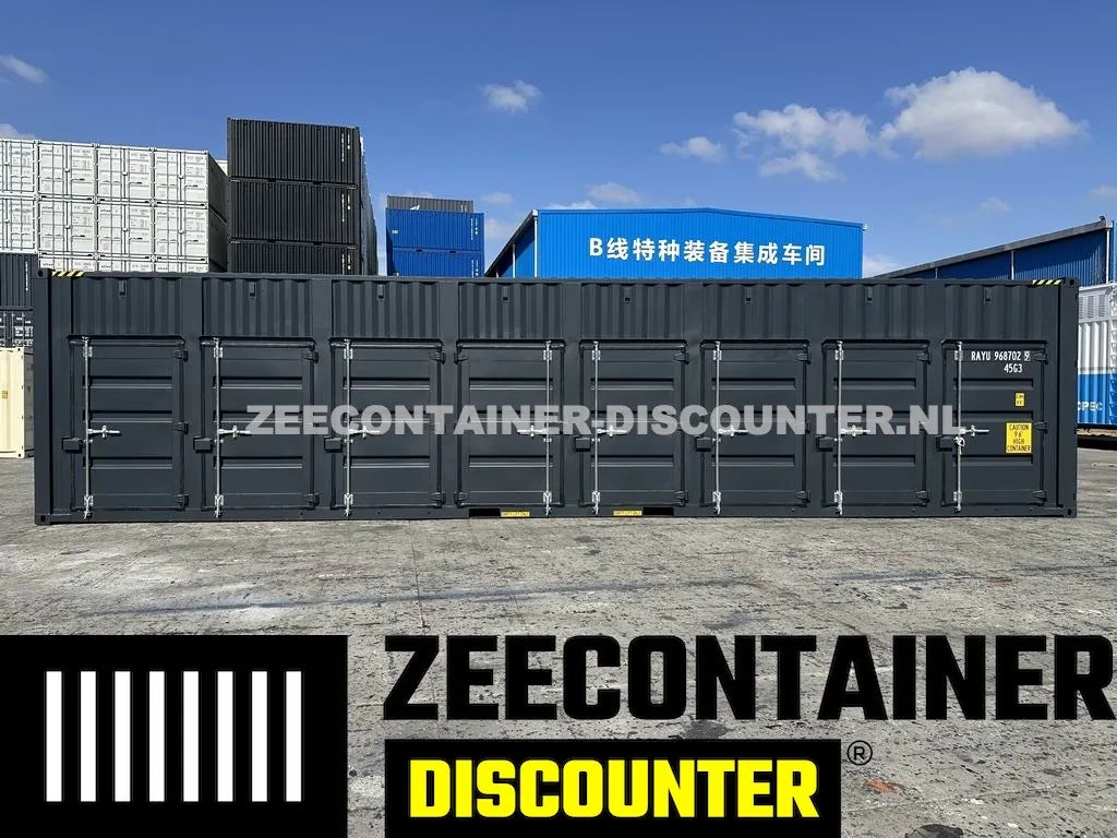 40ft High-Cube met 8 Compartimenten – Zeecontainer RAL 7016 – Nieuw (CSC) - Zeecontainer Discounter