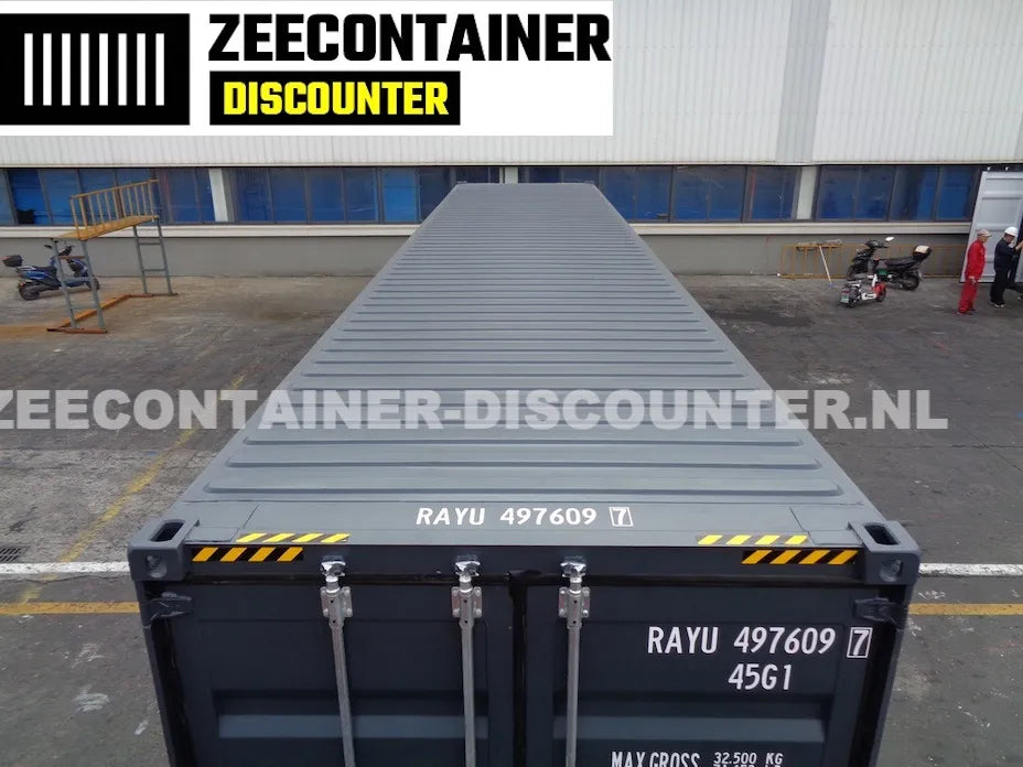 40ft High-Cube Zeecontainer – RAL 7016 Antracietgrijs – Nieuw (CSC) - Zeecontainer Discounter
