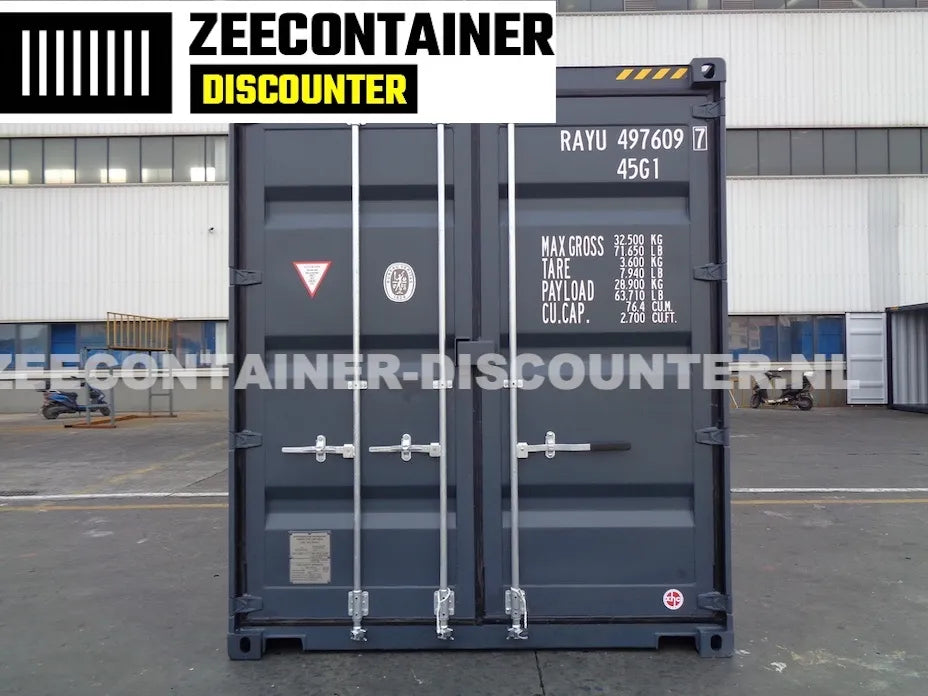 40ft High-Cube Zeecontainer – RAL 7016 Antracietgrijs – Nieuw (CSC) - Zeecontainer Discounter