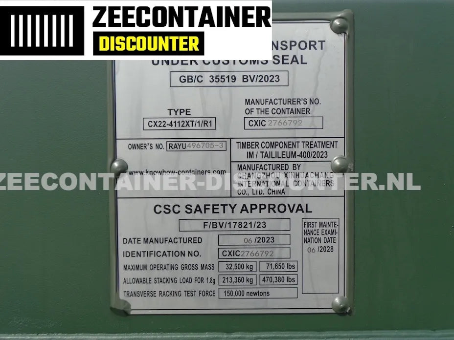 40ft High-Cube Zeecontainer – RAL 6007 Groen – Nieuw (CSC) - Zeecontainer Discounter