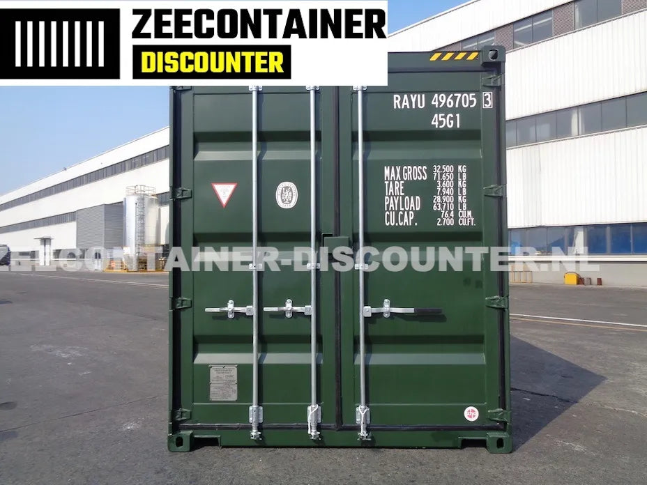 40ft High-Cube Zeecontainer – RAL 6007 Groen – Nieuw (CSC) - Zeecontainer Discounter