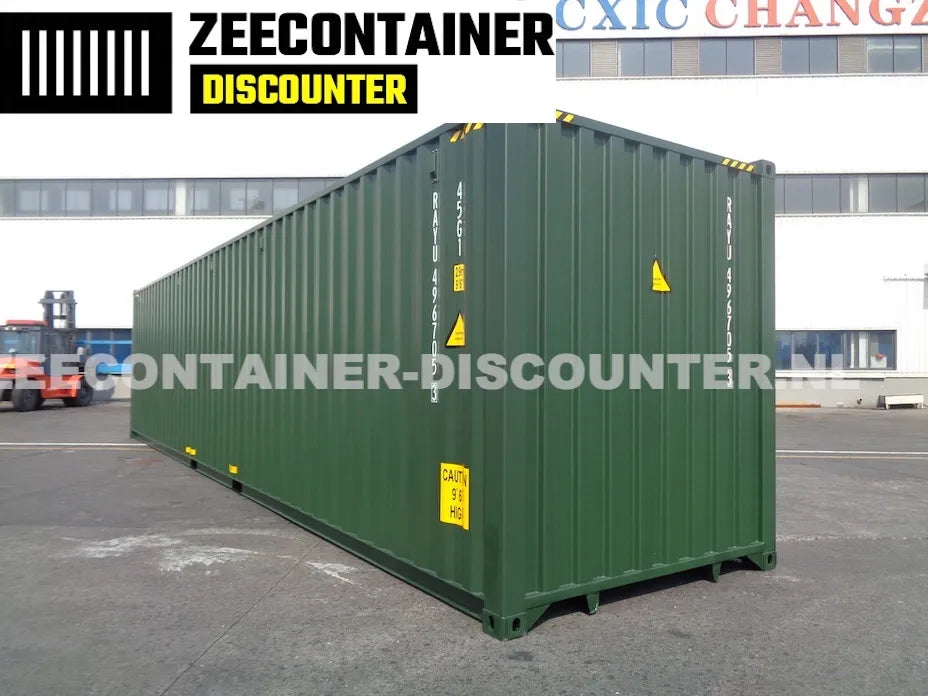 40ft High-Cube Zeecontainer – RAL 6007 Groen – Nieuw (CSC) - Zeecontainer Discounter