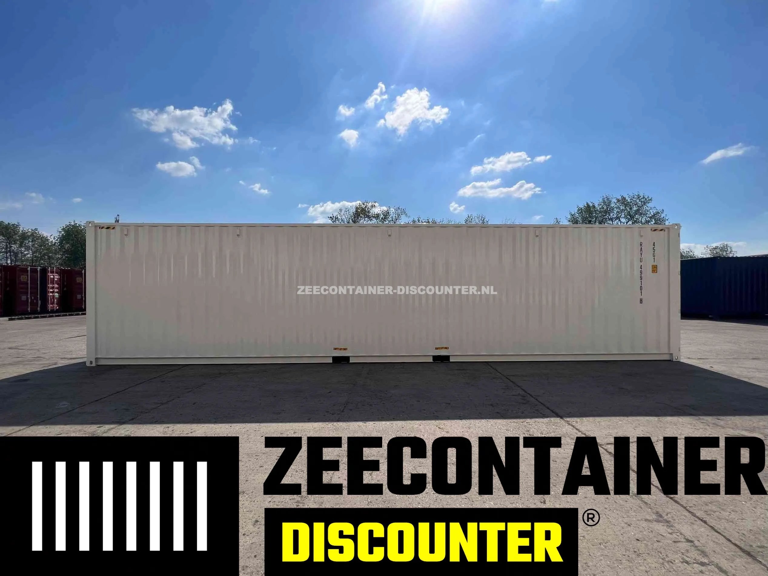 40ft High-Cube Zeecontainer – RAL 9010 Wit – Nieuw (CSC) - Zeecontainer Discounter
