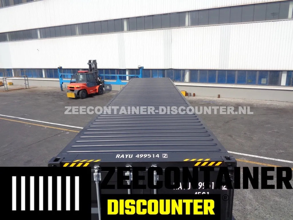 40ft High-Cube Zeecontainer – RAL 9005 Zwart – Nieuw (CSC) Zeecontainer Discounter