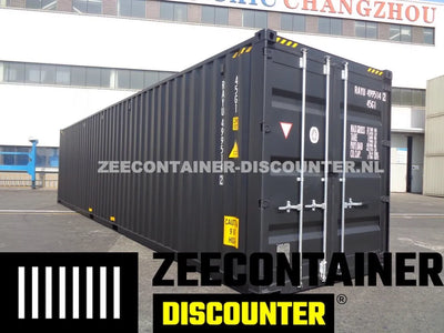 40ft High-Cube Zeecontainer – RAL 9005 Zwart – Nieuw (CSC) Zeecontainer Discounter