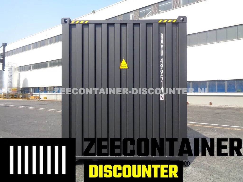 40ft High-Cube Zeecontainer – RAL 9005 Zwart – Nieuw (CSC) Zeecontainer Discounter