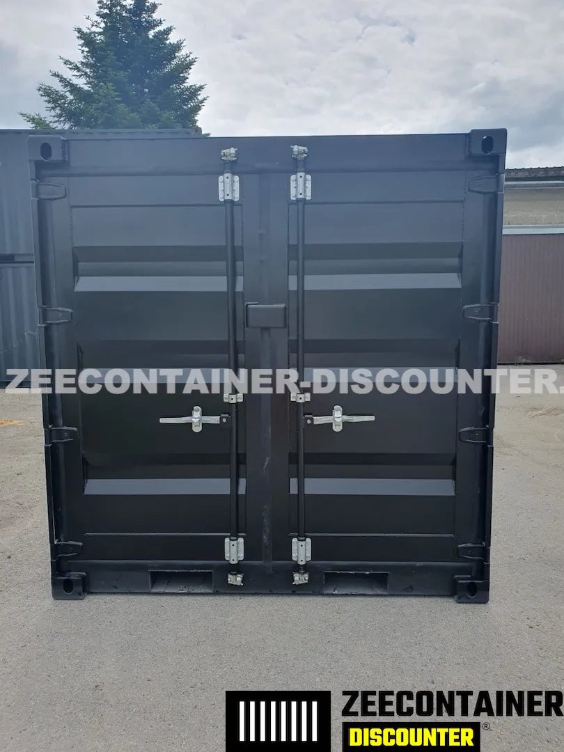 4ft opslagcontainer 1530kg Draagvermogen – RAL 9005 Gitzwart – Nieuw - Zeecontainer Discounter
