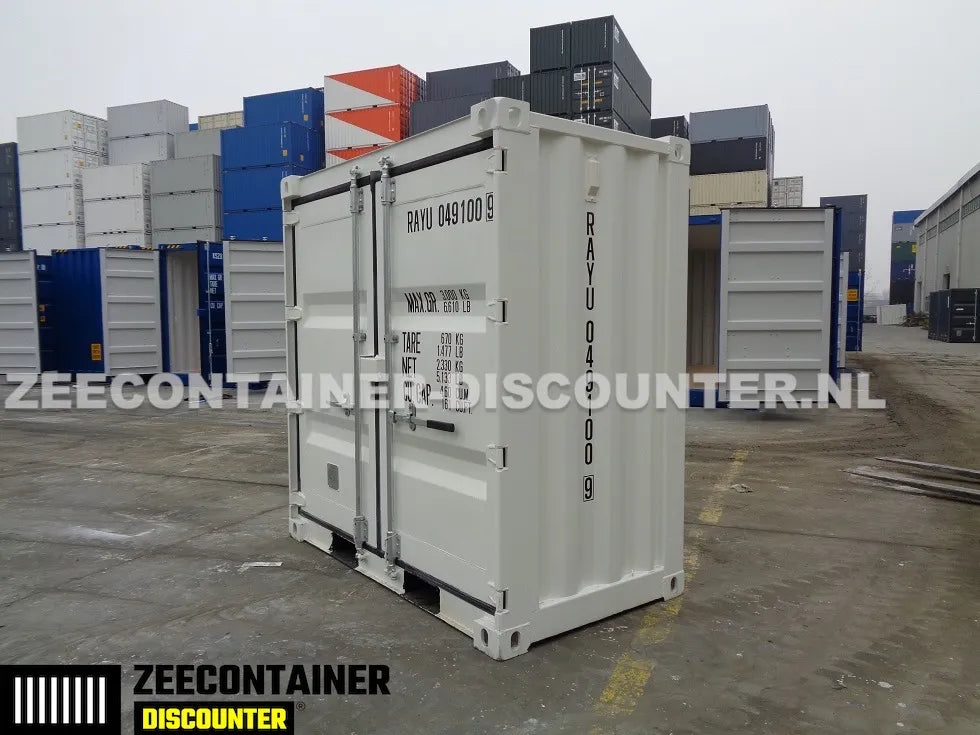 4ft opslagcontainer 2330kg Draagvermogen – RAL 9010 Zuiver wit – Nieuw - Zeecontainer Discounter