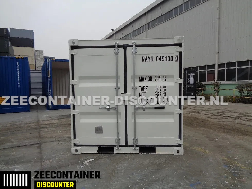 4ft opslagcontainer 2330kg Draagvermogen – RAL 9010 Zuiver wit – Nieuw - Zeecontainer Discounter