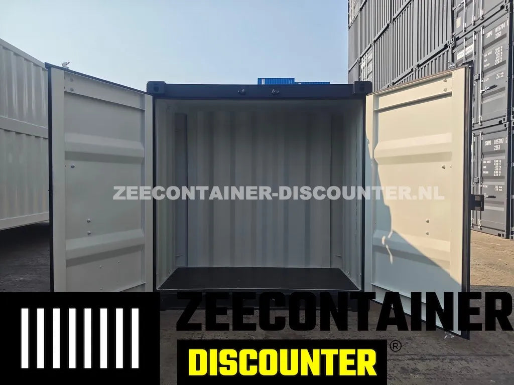 4ft opslagcontainer 2330kg Draagvermogen – RAL 9005 Gitzwart – Nieuw Zeecontainer Discounter
