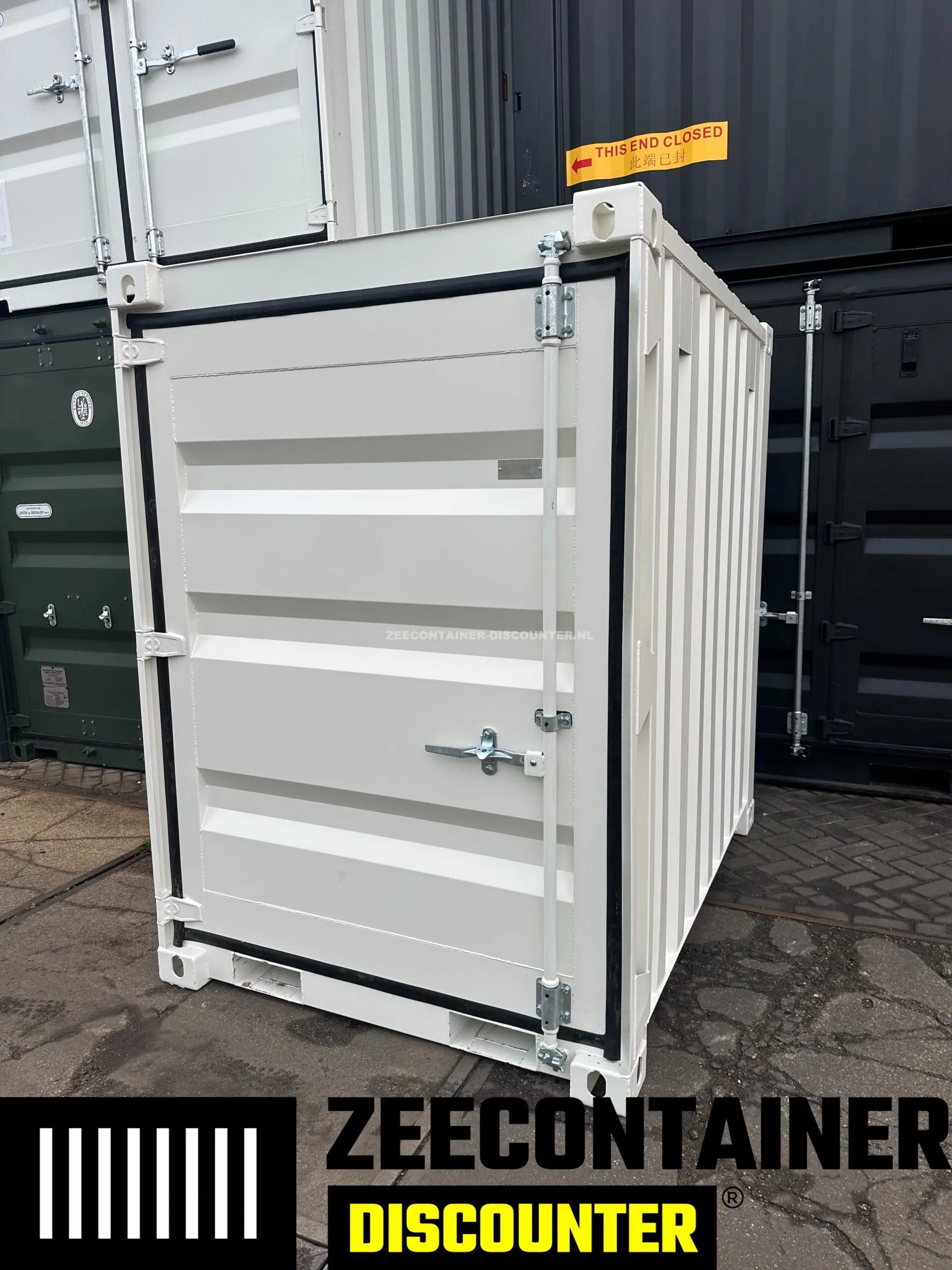 5ft opslagcontainer 1530kg Draagvermogen – RAL 9010 Zuiver wit – Nieuw - Zeecontainer Discounter
