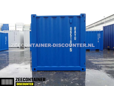 6ft Opslagcontainer in Cortenstaal – RAL 5010 Blauw – Nieuw - Zeecontainer Discounter
