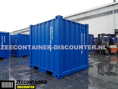 6ft Opslagcontainer in Cortenstaal – RAL 5010 Blauw – Nieuw - Zeecontainer Discounter