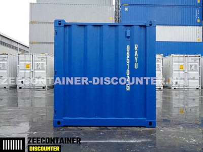 6ft Opslagcontainer in Cortenstaal – RAL 5010 Blauw – Nieuw - Zeecontainer Discounter