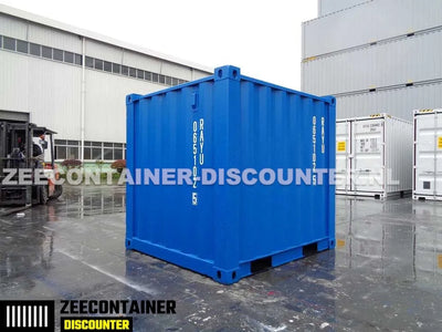 6ft Opslagcontainer in Cortenstaal – RAL 5010 Blauw – Nieuw - Zeecontainer Discounter