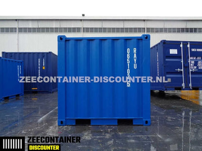 6ft Opslagcontainer in Cortenstaal – RAL 5010 Blauw – Nieuw - Zeecontainer Discounter
