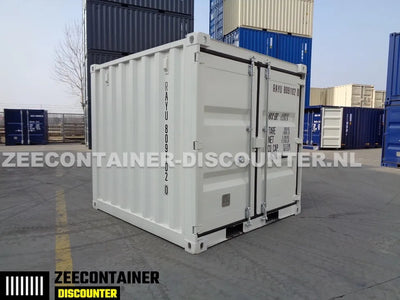 8ft Opslagcontainer 5100kg Draagvermogen met Slotkast – RAL 9010 – Nieuw - Zeecontainer Discounter