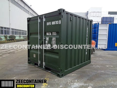 8ft Opslagcontainer 5100kg Draagvermogen met Slotkast – RAL 6007 – Nieuw - Zeecontainer Discounter