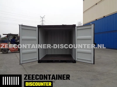 8ft Opslagcontainer 5100kg Draagvermogen met Slotkast – RAL 9005 – Nieuw Zeecontainer Discounter
