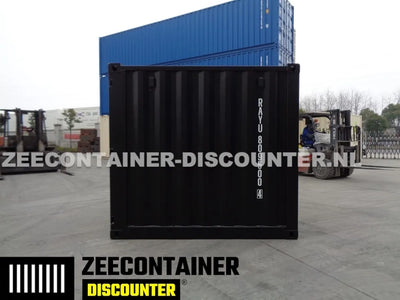 8ft Opslagcontainer 5100kg Draagvermogen met Slotkast – RAL 9005 – Nieuw Zeecontainer Discounter
