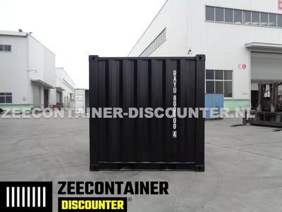 8ft Opslagcontainer 5100kg Draagvermogen met Slotkast – RAL 9005 – Nieuw Zeecontainer Discounter