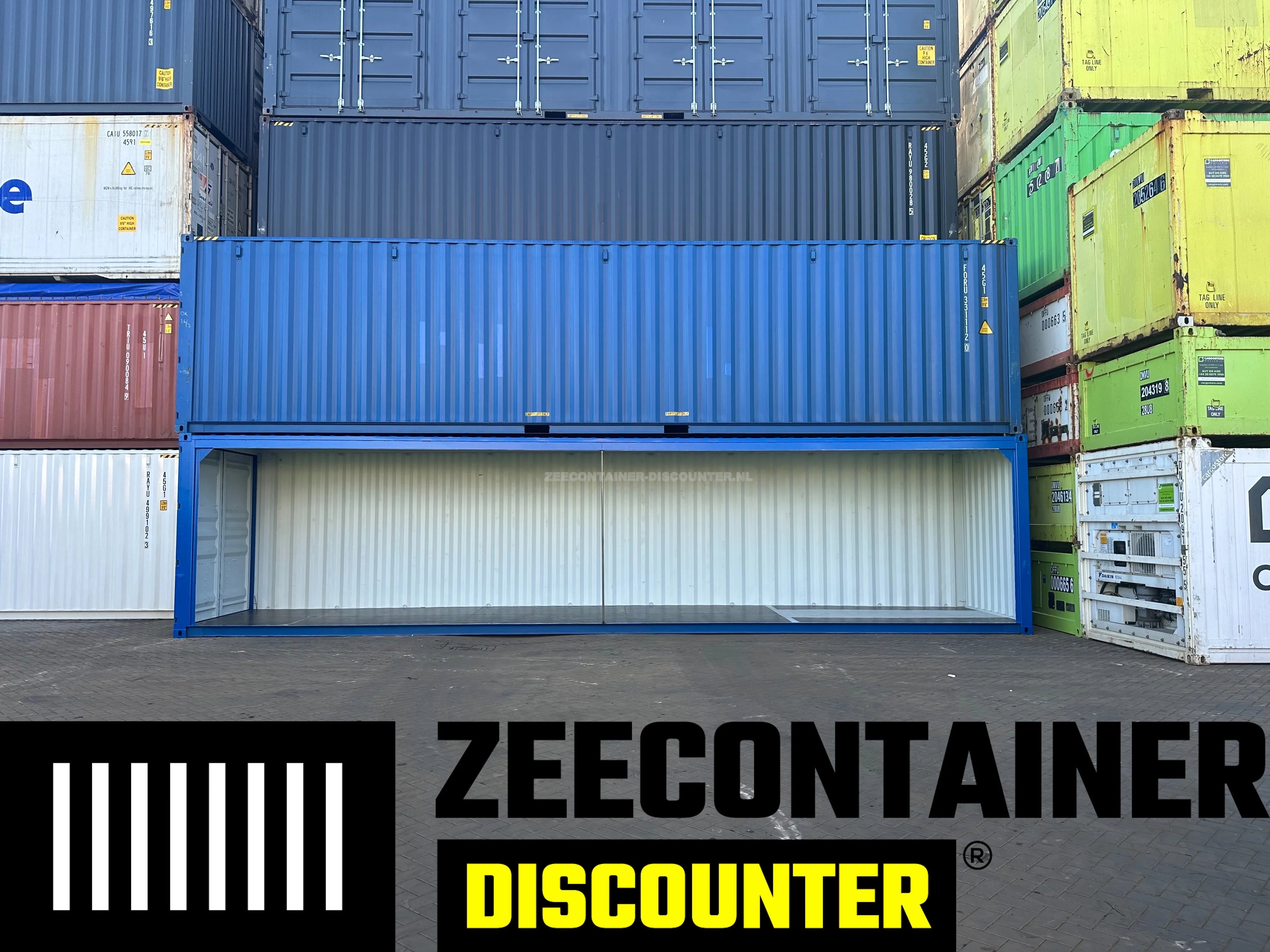 Modificatie: Container met 1 Open Zijwand Zeecontainer Discounter