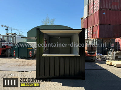 Plaatsen Uitgifte Luik in Container - Met Geïntegreerd Barblad | BoxMod Zeecontainer Discounter