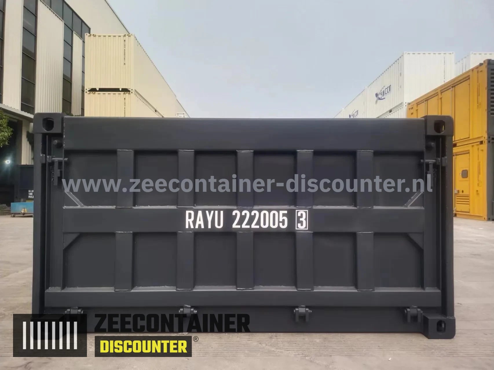 20ft Half-Hoge Open Top Zeecontainer Nieuw – RAL 7016 Antracietgrijs Zeecontainer Discounter